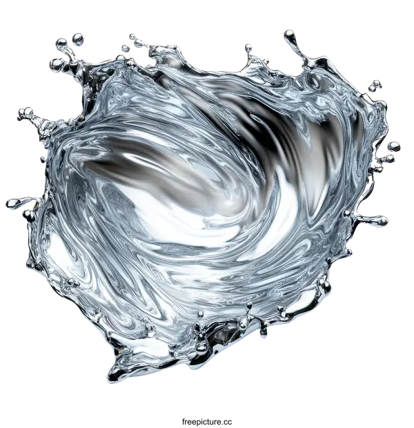 [Transparent Background PNG]Liquid Metal Splash Illustration