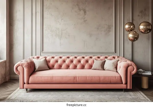 Elegant Pink Sofa in a Classic Room Setting