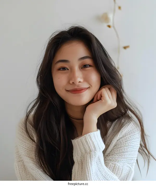 Portrait of a Young Asian Woman Smiling