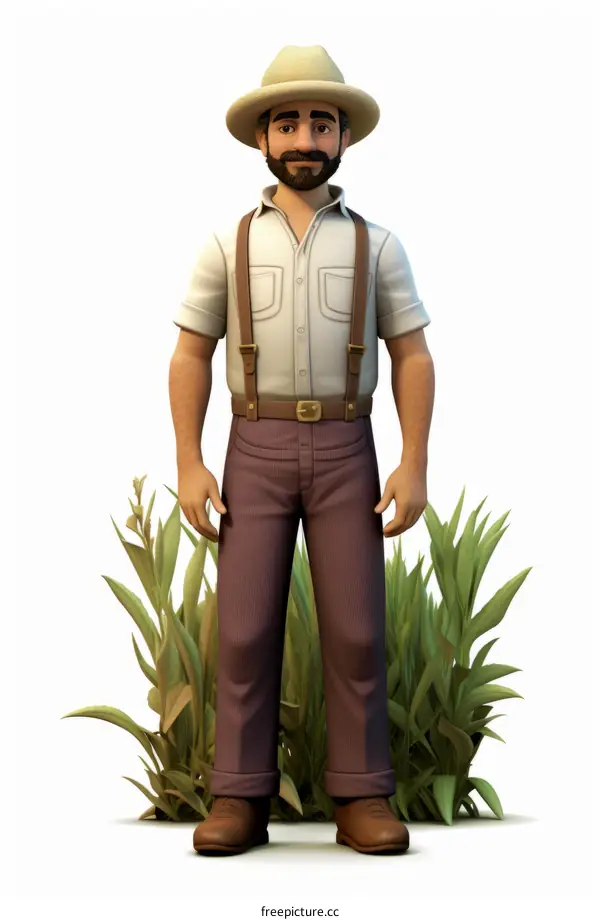 Male farmer standing in front of tall grass
