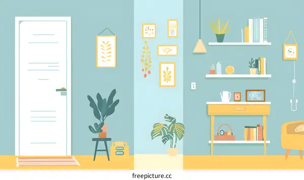 Minimalist Home Interior Design With Plants and Bookshelves