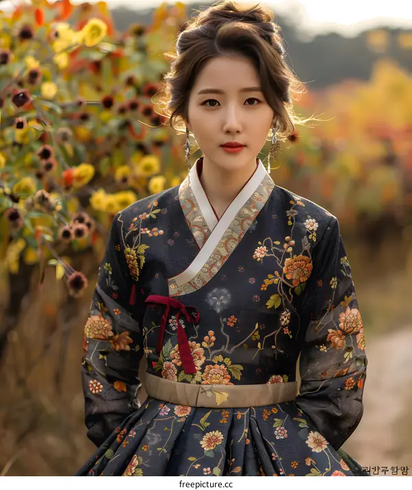 Portrait of a young woman in a hanbok
