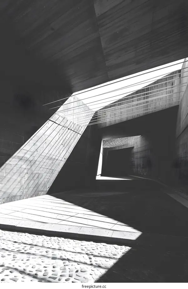 Modern Concrete Architecture with Geometric Patterns and Light