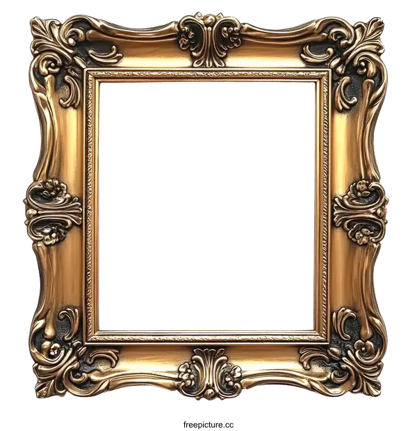 [Transparent Background PNG]Ornate Gold Picture Frame