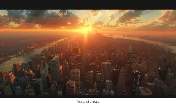 New York City Skyline Sunset