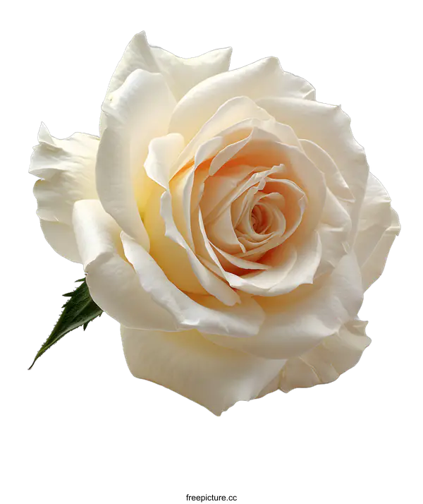 [Transparent Background PNG]A beautiful white rose in full bloom against a white background