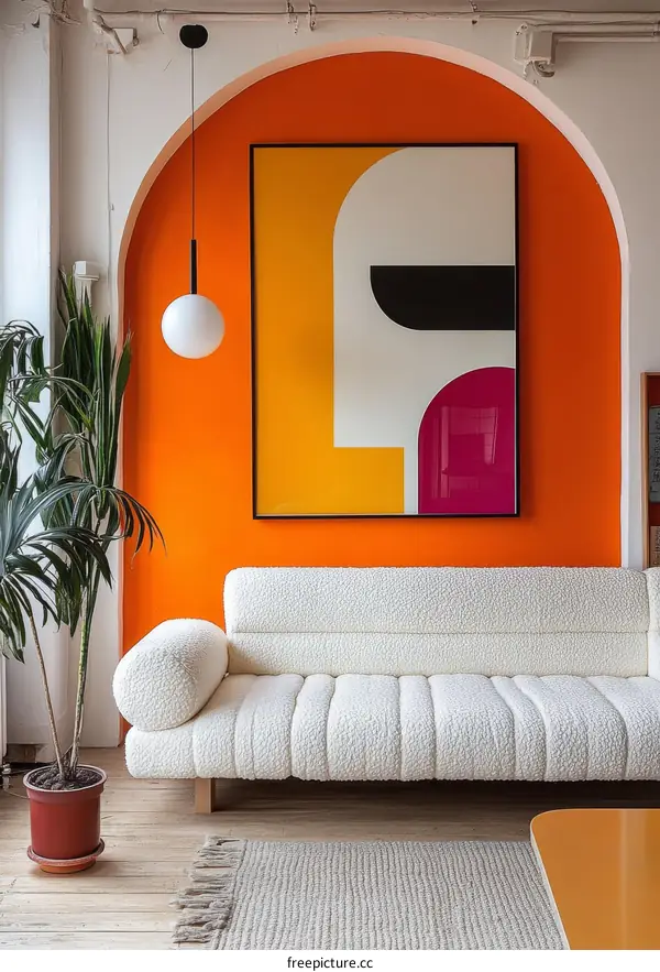 Colorful Modern Interior Design with Bold Abstract Art