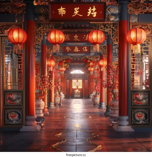 Traditional Chinese Temple Interior