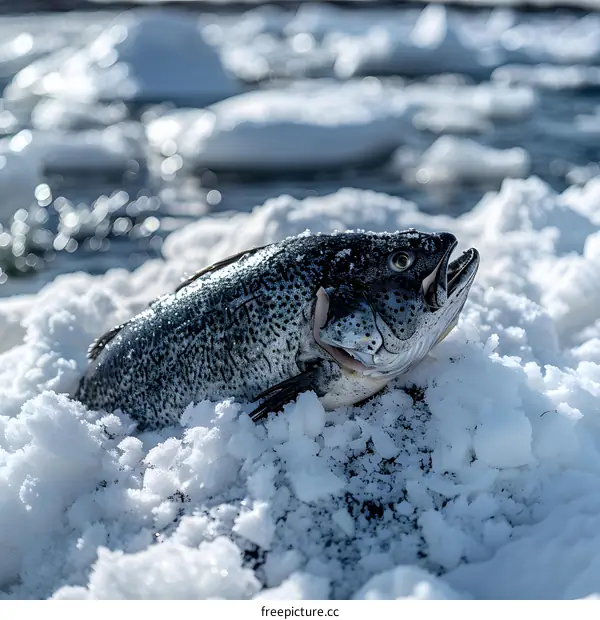 Freshly Caught Fish on Snow