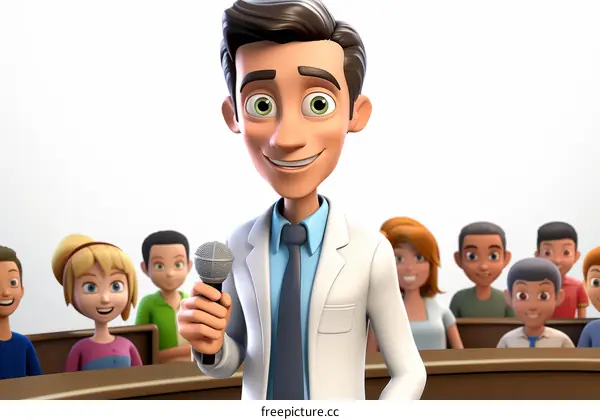 professor giving a lecture to a group of students