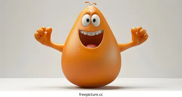 Cheerful Orange Cartoon Character