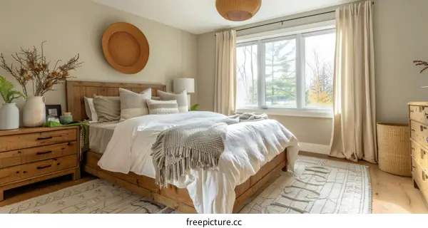 Spacious Minimalist Master Bedroom with Large Windows