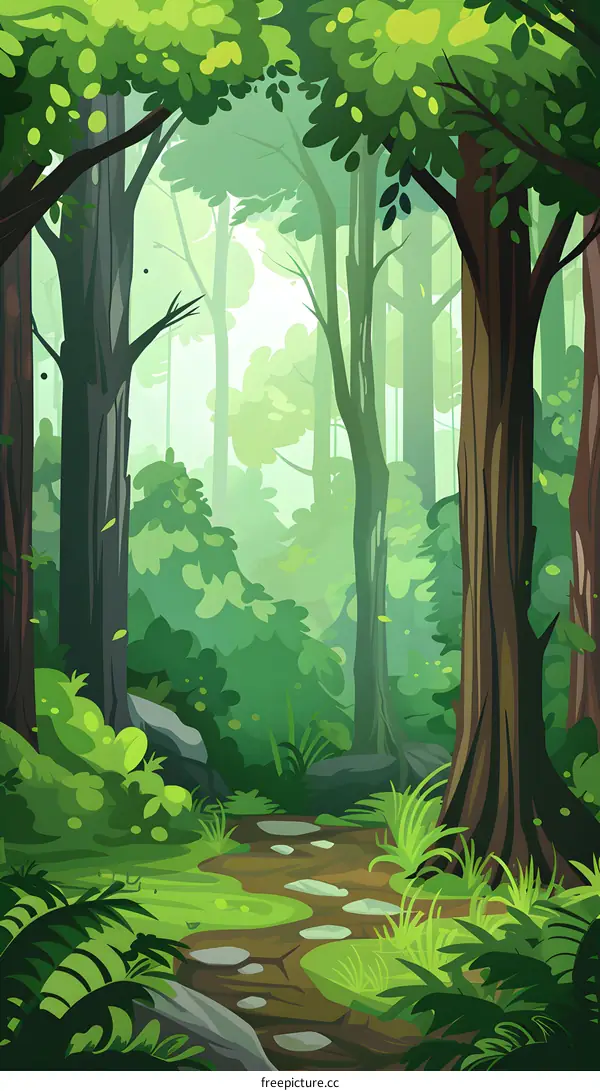 Green Forest Path Illustration
