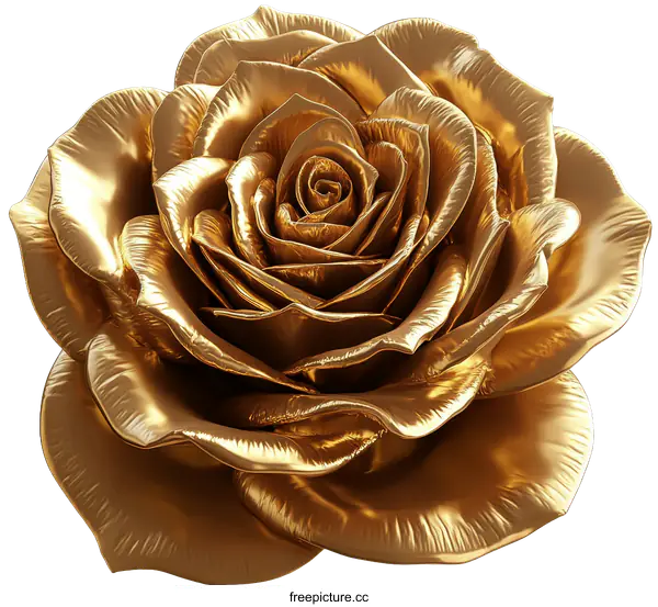 [Transparent Background PNG]Golden Rose Illustration with Luxurious Detail