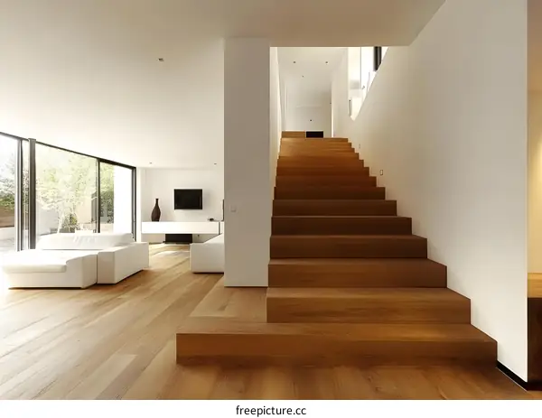 Modern Interior Design With Wooden Stairs