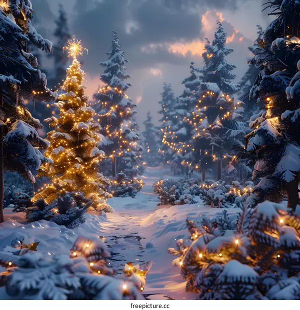 Christmas Tree in the Forest