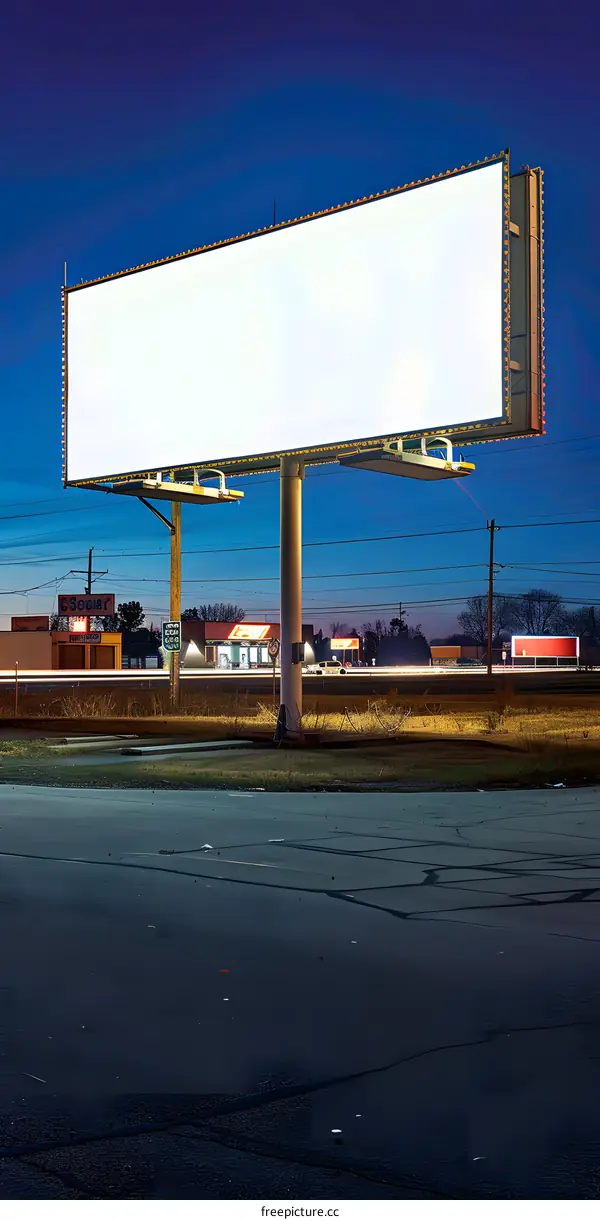 Blank Billboard Under Night Sky
