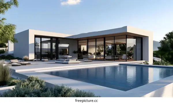 Modern House with Swimming Pool and Mountain Views