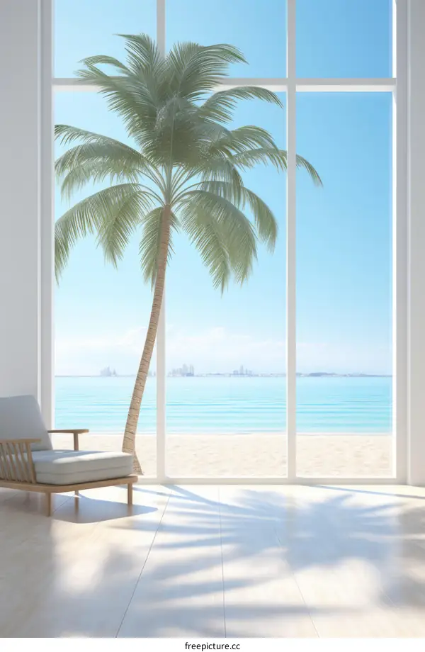 Palm tree in front of a beach house