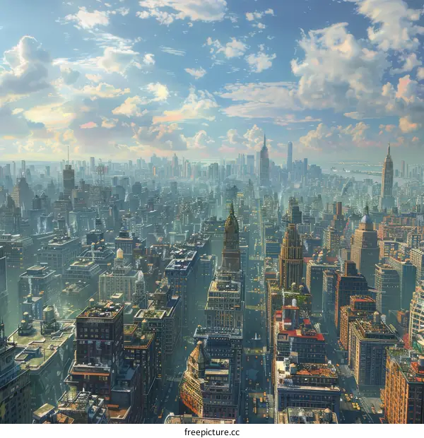 Aerial View of a Bustling City Skyline