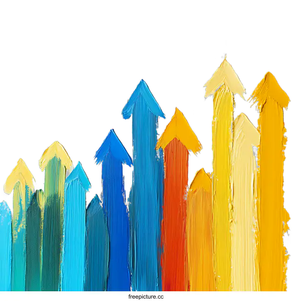 [Transparent Background PNG]Colorful Upward Trend Illustration