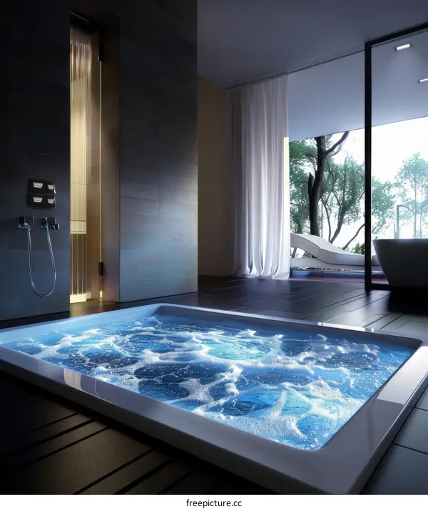 Modern Luxurious Indoor Spa Hot Tub Design
