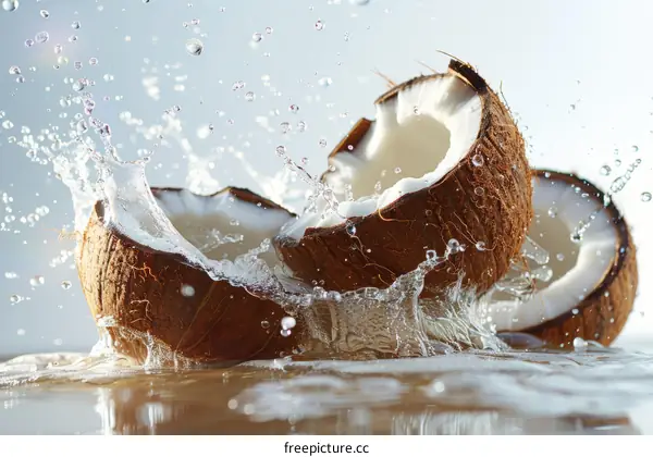 Coconut water splashing