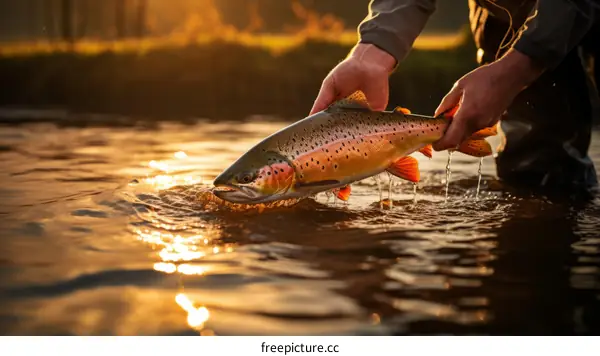 Fly Fishing for Trout in the Evening