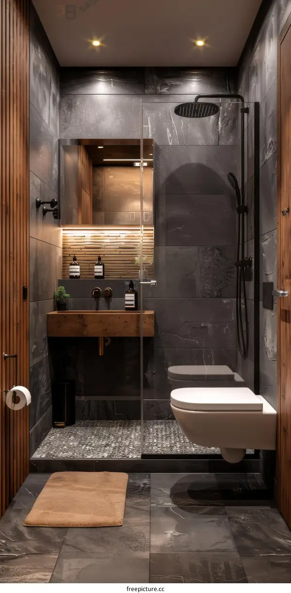 Modern Minimalist Bathroom Design with Wooden Accents