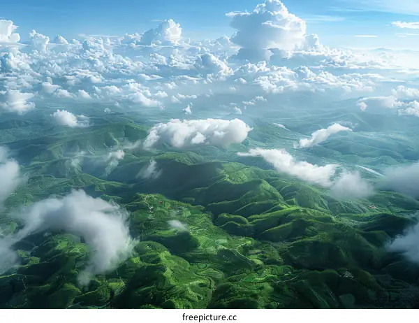 Green Mountains and White Clouds: Aerial Landscape Photography