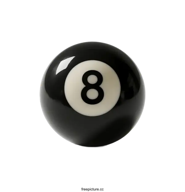 [Transparent Background PNG]A classic black eight ball with white number for billiards game