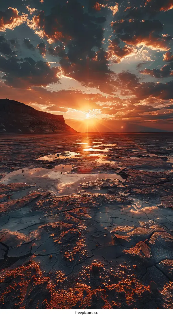 Beautiful sunset over the vast desert