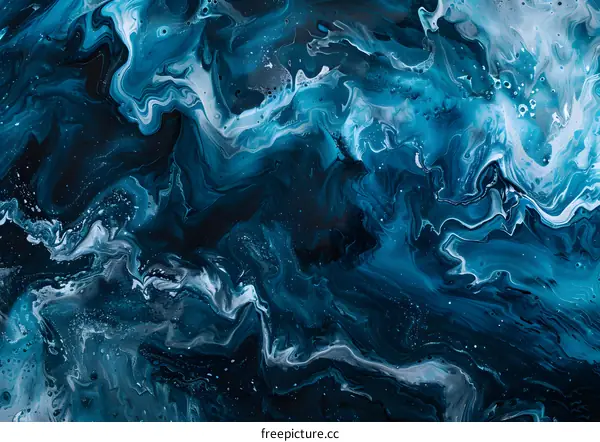 Abstract Blue Swirl Acrylic Painting