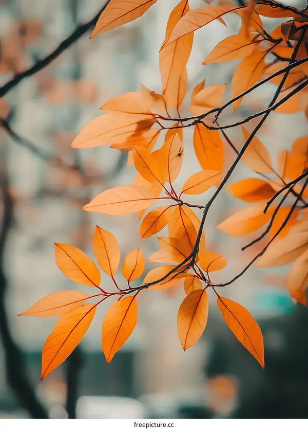 Autumn Leaves Branch Closeup
