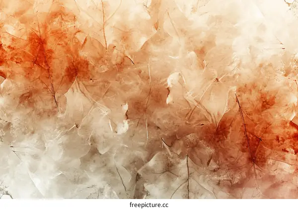 Background image of pressed autumn leaves with a watercolor texture