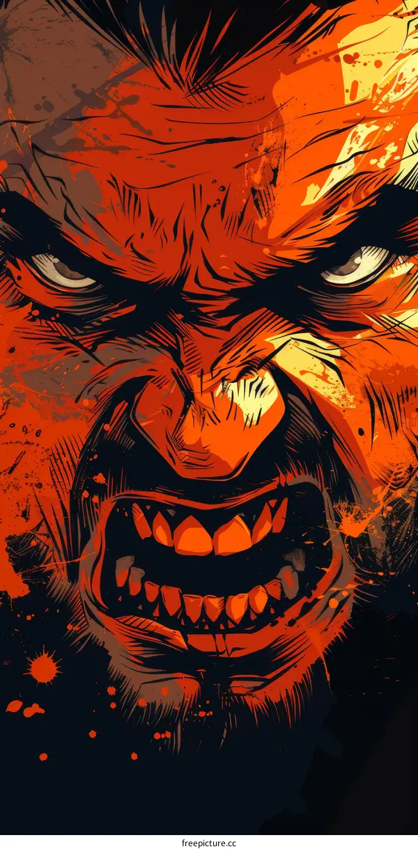 Scary red devil face
