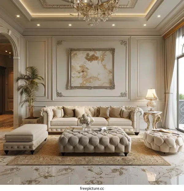 Elegant Living Room Interior Design with Luxurious Furniture