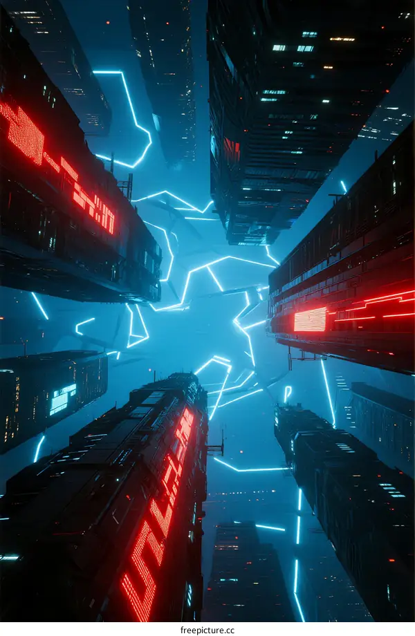 Futuristic Cyberpunk Cityscape with Glowing Neon Lights