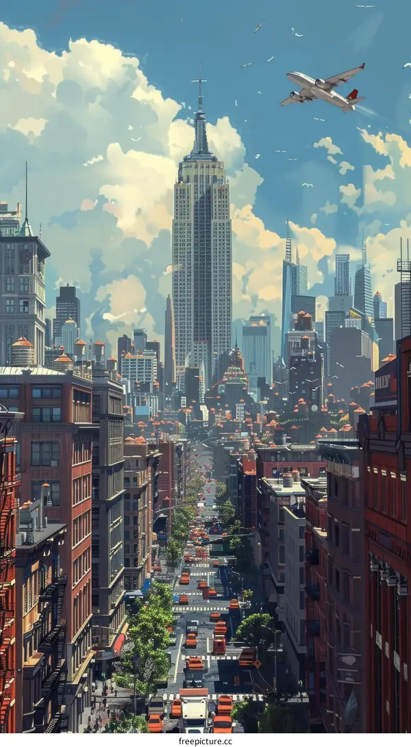 Cityscape of New York Illustration