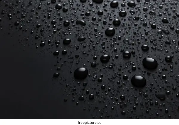Water Drops on a Dark Surface Abstract Background