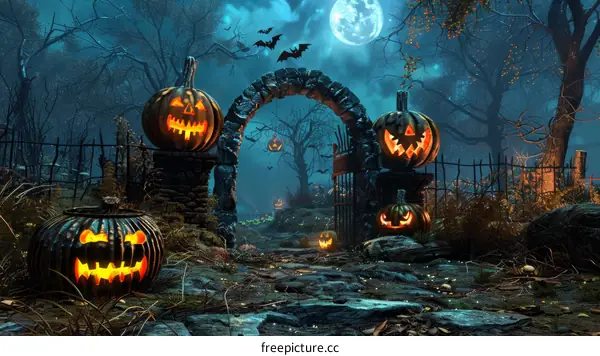 Spooky Pumpkin Lantern Glow on Halloween Night