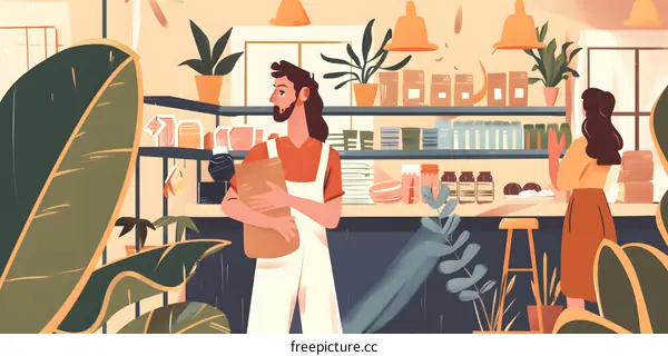 People in the Grocery Store with Shelves full of Products