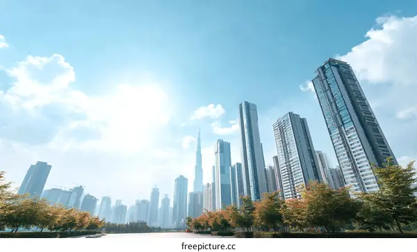 Modern City Skyline under Clear Sky