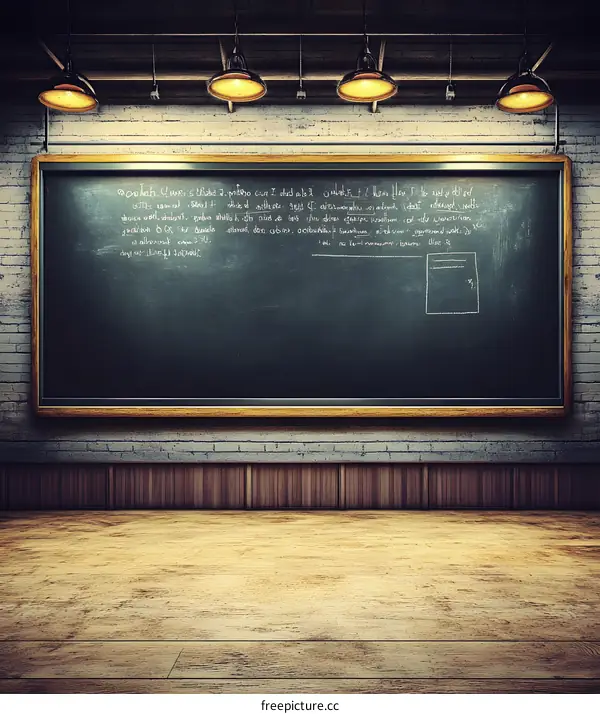 Empty Classroom with Chalkboard and Wooden Floor