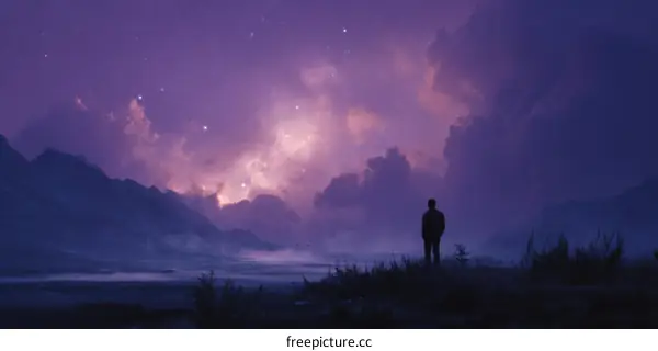 Solitude Under a Starry Purple Night