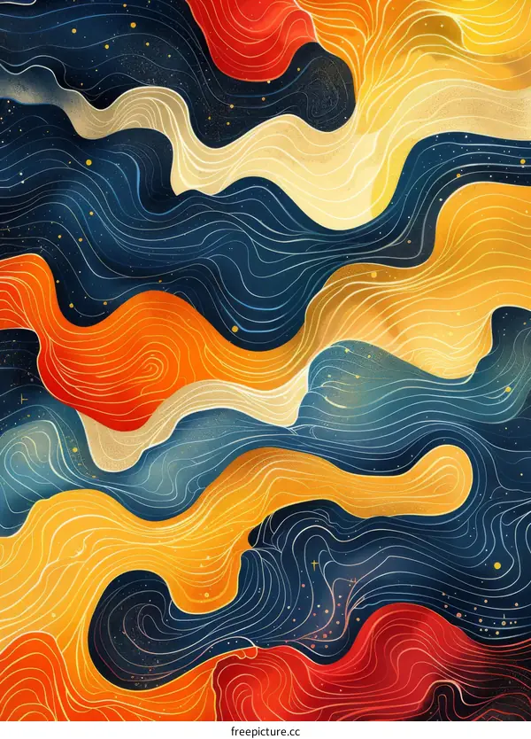 Abstract Colorful Wavy Lines Background