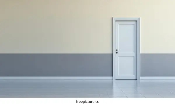 Interior Empty Room with Double-Colored Walls and a White Door