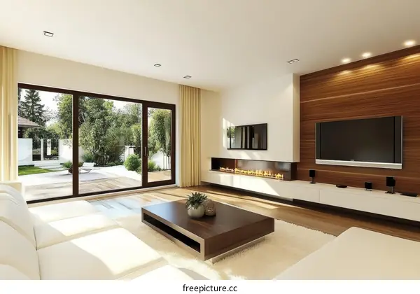 Modern Living Room with Patio View