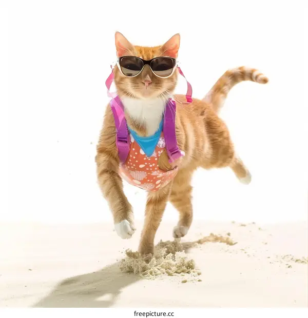 Cat in sunglasses and swimsuit
