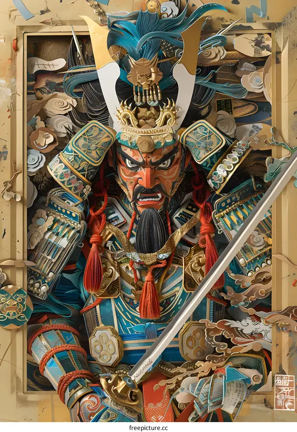 Japanese Samurai Warrior in Full Armor